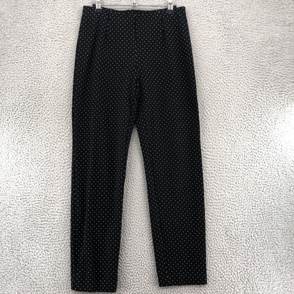 J Jill Pants Womens Small Black Dotted Ponte Slim Leg Pull On Stretch Everyday